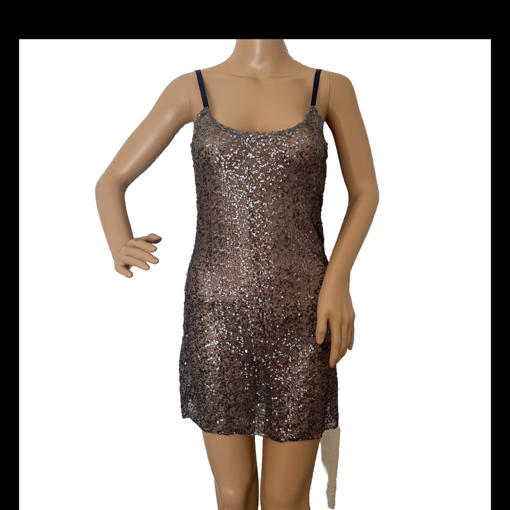 Francesca's Collections Glittering Mini Sequin Dress - Silver